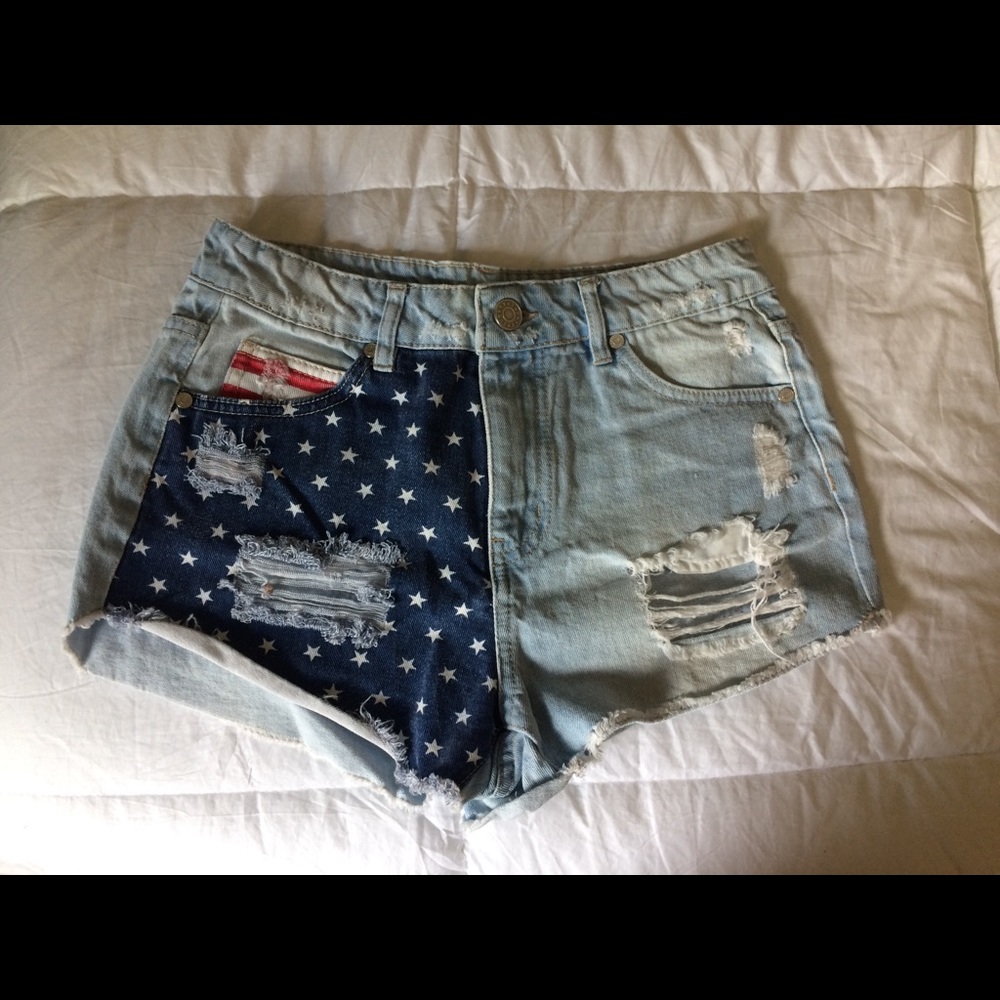 American flag denim shorts
